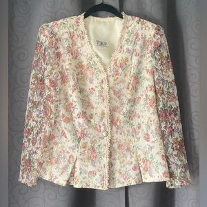 TF Vintage made in the USA Floral Jacket Size 12